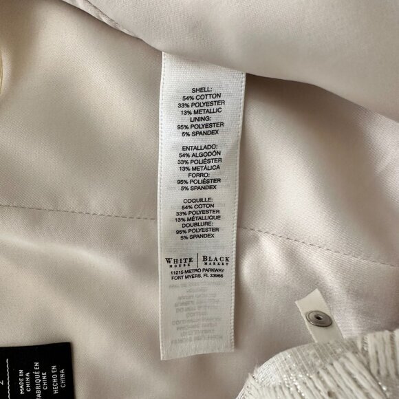 WHBM Champagne Metallic Diamond Jacquard Sheath Dress Sz 2 - Picture 5 of 11